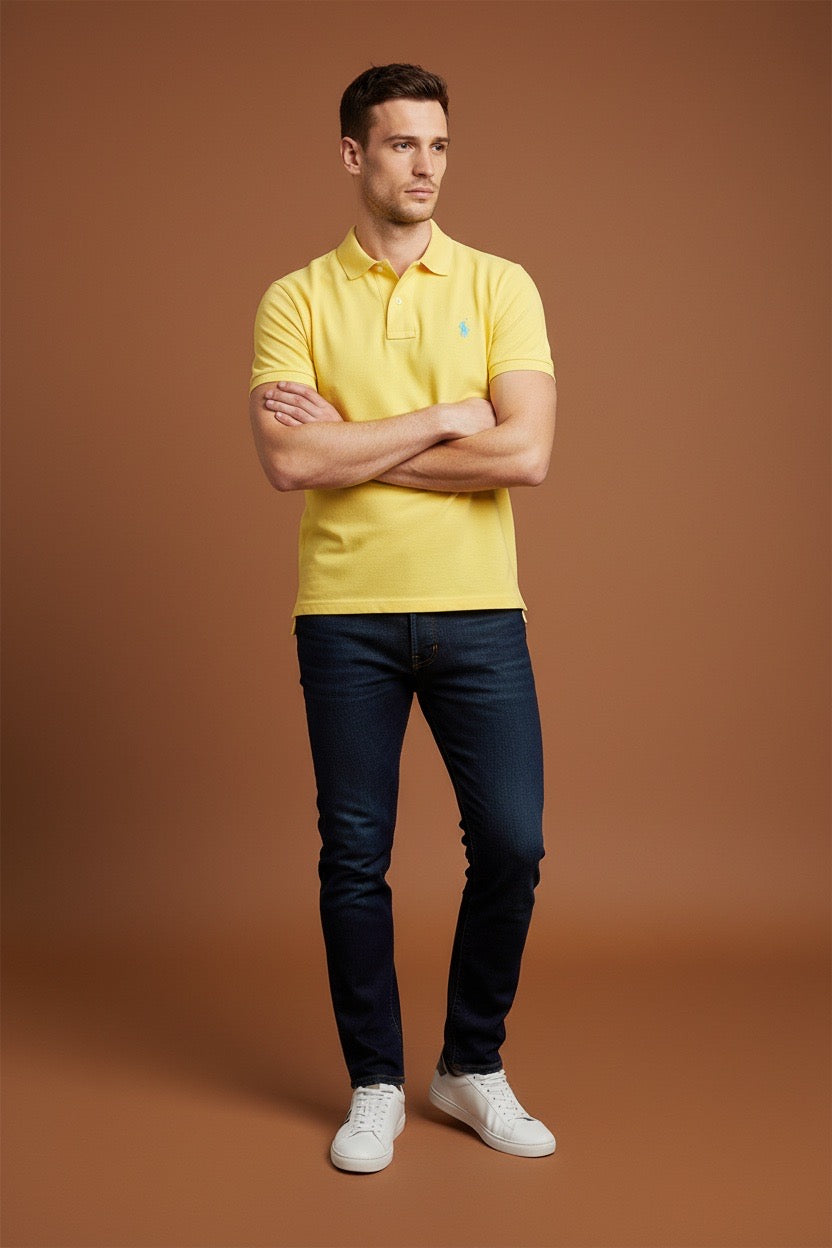 muska-zuta-polo-majica-kratkih-rukava