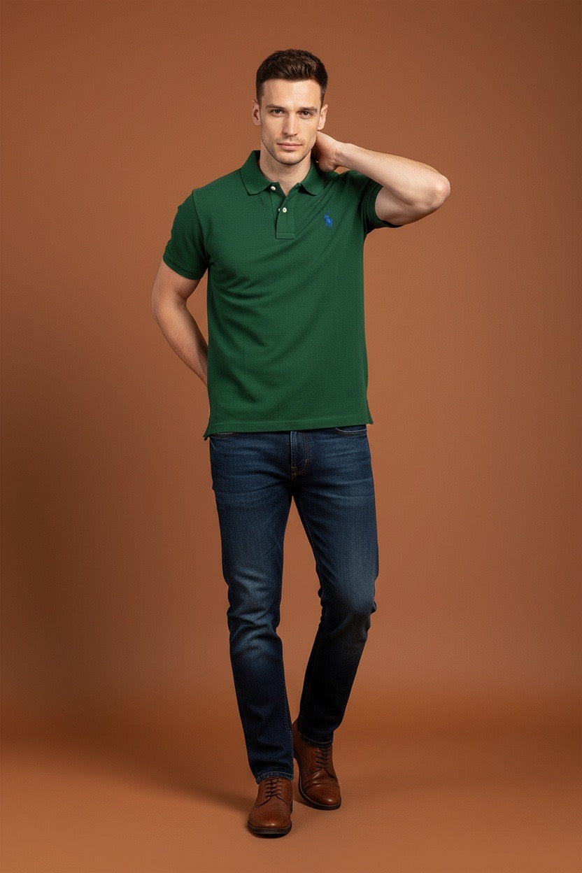 muska-zelena-polo-majica-kratkih-rukava