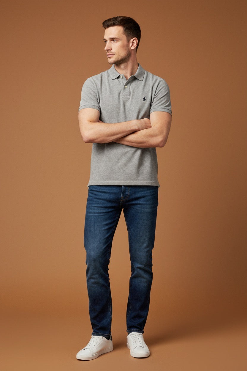 muska-siva-polo-majica-kratkih-rukava