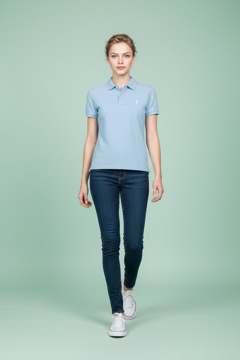 zenska-svetlo-plava-polo-majica-kratkih-rukava