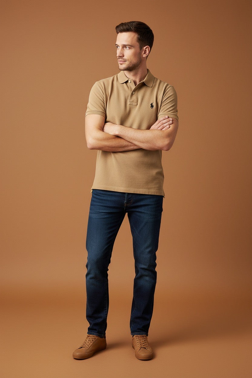 muska-svetlo-braon-polo-majica-kratkih-rukava